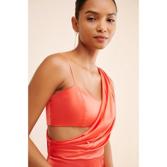 Amur Blynn Satin Cut Out Jumpsuit Spicy Coral Womens Size 2 - Picture 2 of 10